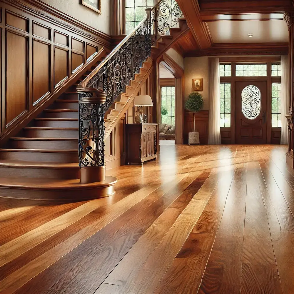 Elegant hardwood flooring in a sunlit living space