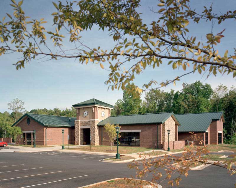 South Rowan Public Library entrance in China Grove, North Carolina